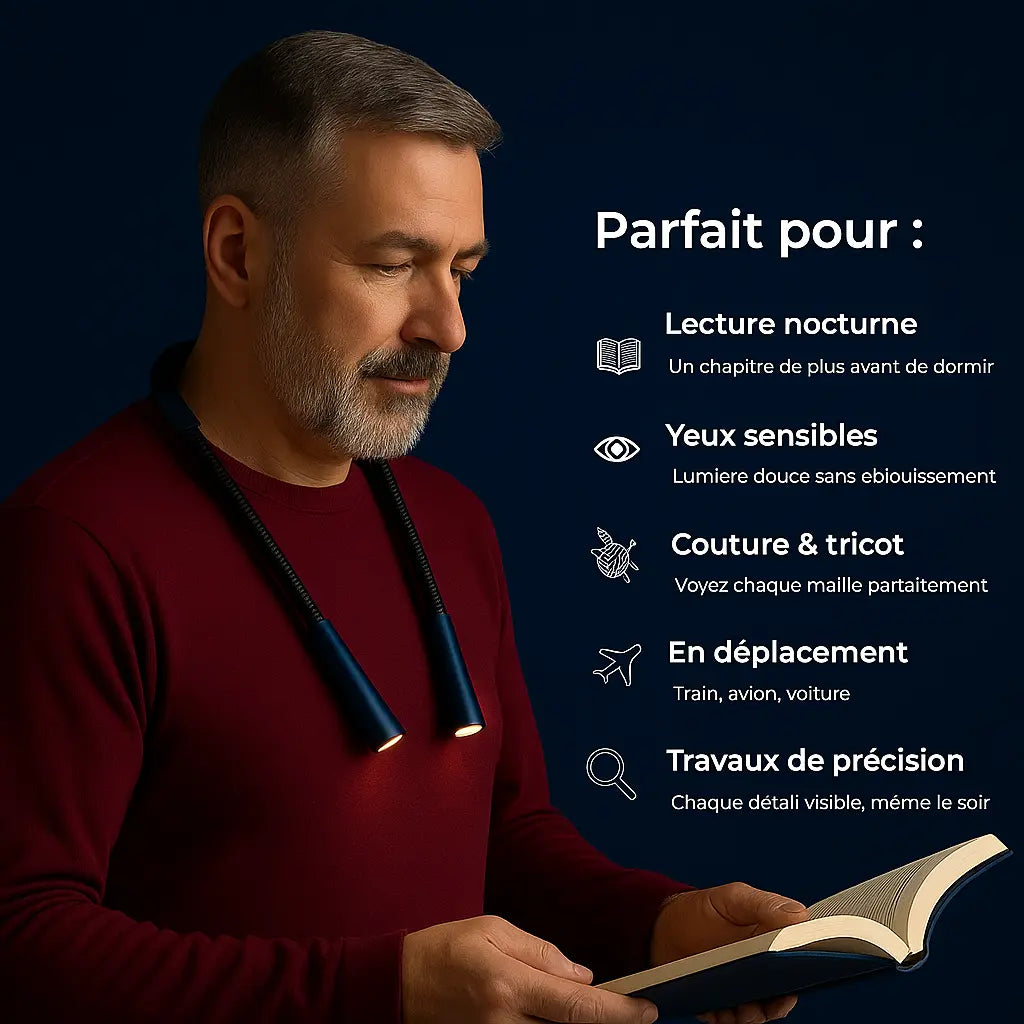 Lampe de lecture LED portable autour du cou – Noctalamp