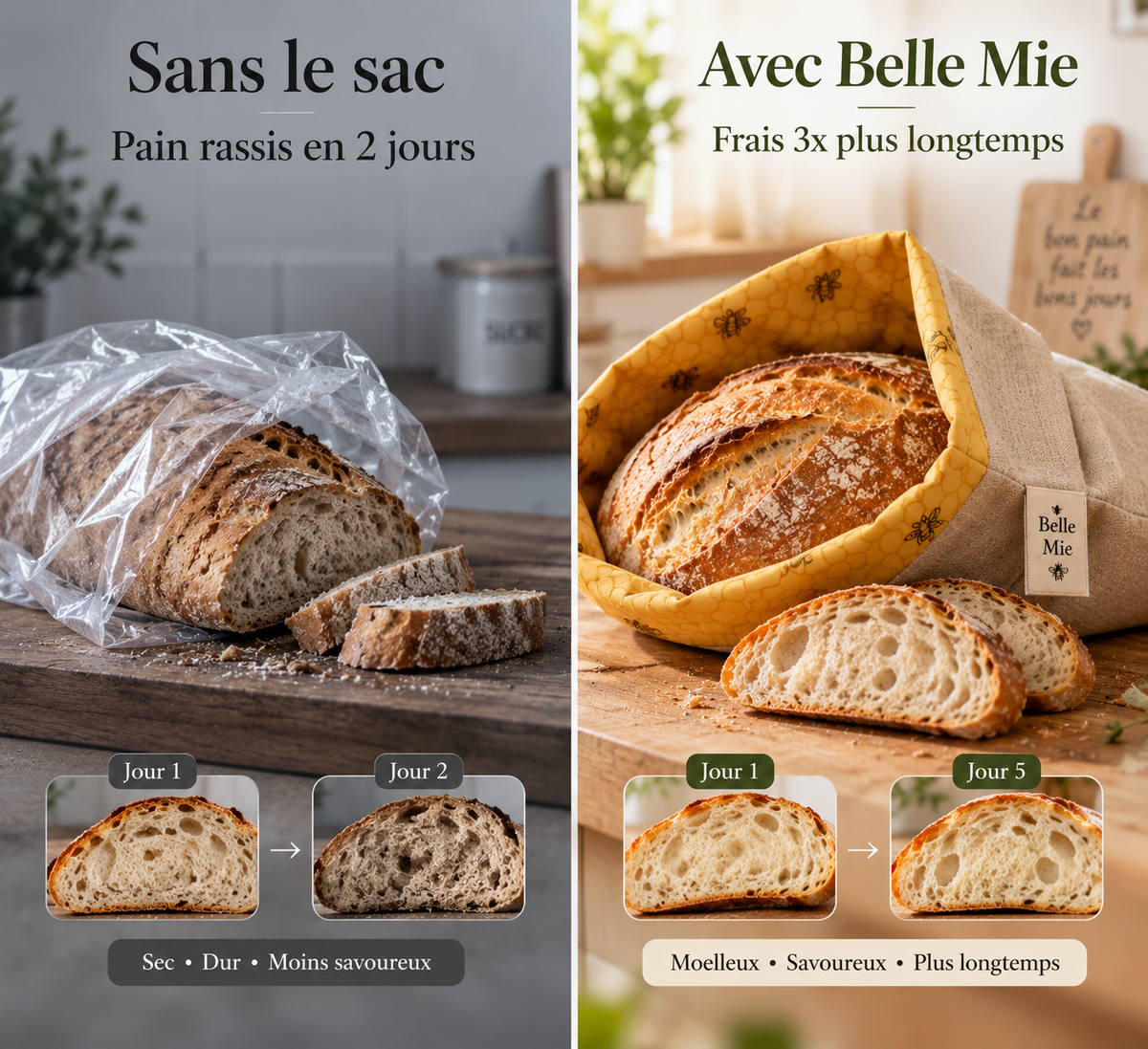 Sac à Pain en Cire d'Abeille Belle Mie — Format 30 x 40 cm Globanove